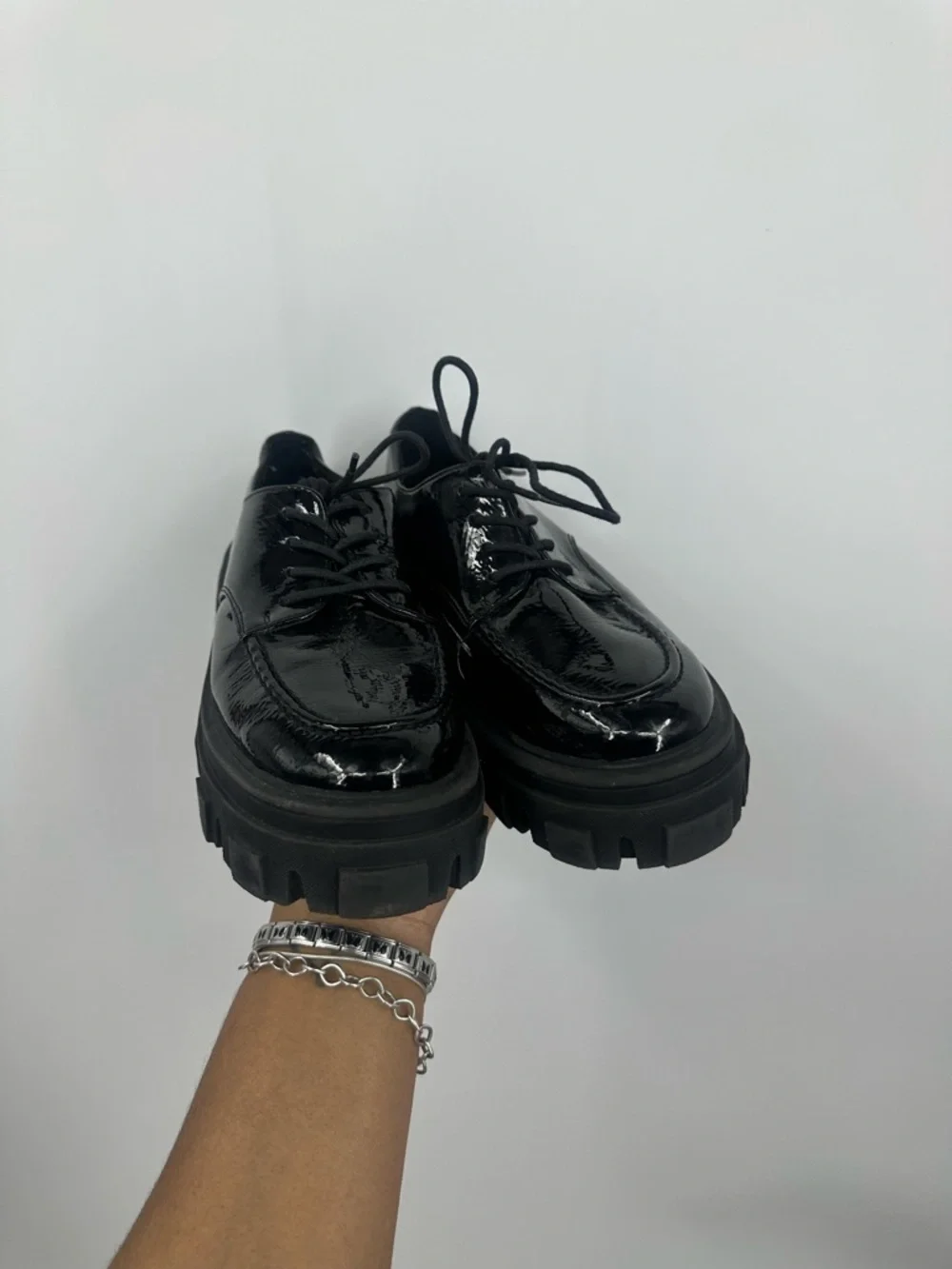 Asos Black Chunky Loafers Size Women's US 6 Grunge Goth Platforms